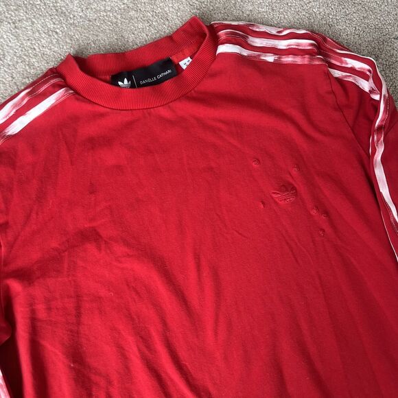 Adidas x Danielle Cathari Shirt Top Womens Large Red Crewneck Cotton Athleisure - Picture 1 of 7